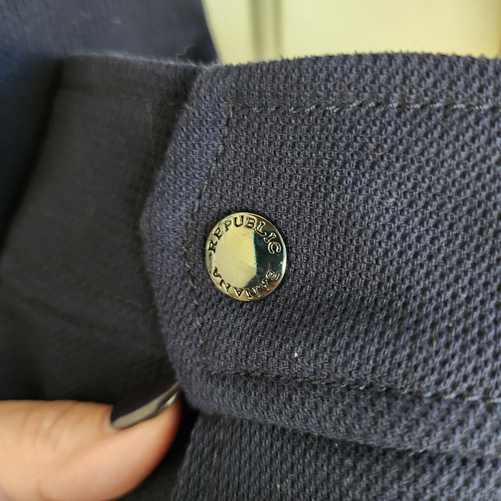 Banana Republic Navy Biker Moto Jacket, Sz M - Picture 7 of 12